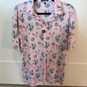 Bad Birdie Purple and Green Cactus Polo